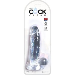 clear pénis réaliste avec boules 15.2 cm transparent