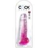 clear pénis réaliste avec boules 16.5 cm rose
