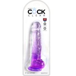 clear pénis réaliste avec boules 16.5 cm violet