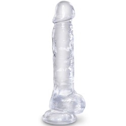 clear pénis réaliste avec boules 16.5 cm transparent