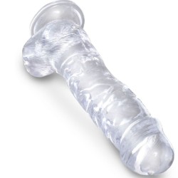 clear pénis réaliste avec boules 16.5 cm transparent