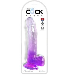 clear gode avec testicules 20.3 cm violet