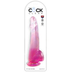 clear gode  testicules 19 cm rose
