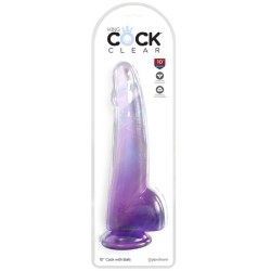 clear gode  testicules 19 cm violet