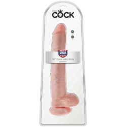 gode avec couilles 35.6 cm - chair