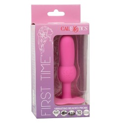 first time sonde anal plug perlée 10 vibrations rose