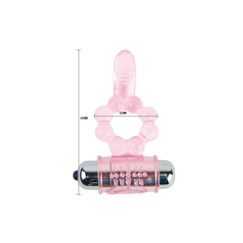 anneau silicone 10 rythmes de langue avec vibration rose