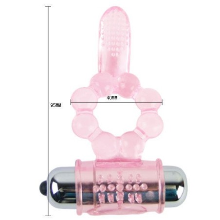 anneau silicone 10 rythmes de langue avec vibration rose