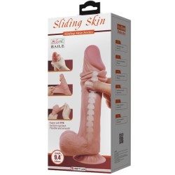 série sliding skin gode réaliste avec ventouse sliding skin marron 24 cm