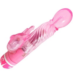 vibrateur multivitesses avec stimulateur rose