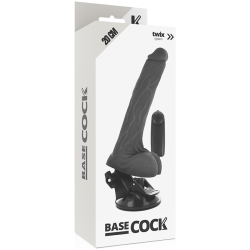 vibrateur réaliste noir télécommande avec testicules 20 cm -o- 4 cm