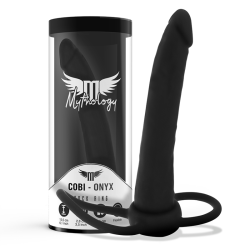 gode anal cobi onyx avec anneau de bite et testicule 13 cm en silicone