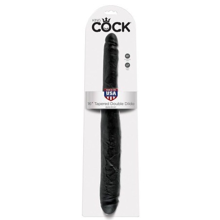 king cock slim double dildo black 40.6 cm
