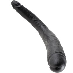 king cock slim double dildo black 40.6 cm