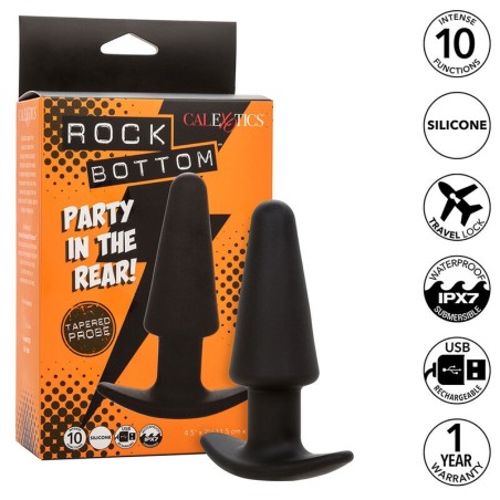 rock bottom tapered anal plug 10 vibrations silicone noir