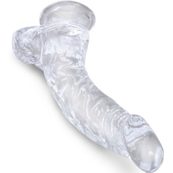 clear pénis courbe réaliste avec boules 16.5 cm transparent
