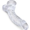 clear pénis courbe réaliste avec boules 16.5 cm transparent