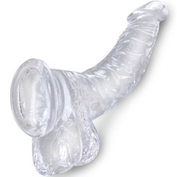 clear pénis courbe réaliste avec boules 16.5 cm transparent