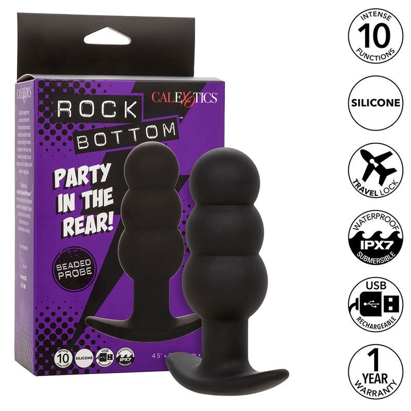 rock bottom plug anal perlé 10 vibrations silicone noir rock bottom plug anal perlé 10 vibrations silicone noir