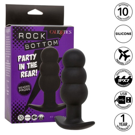 rock bottom plug anal perlé 10 vibrations silicone noir