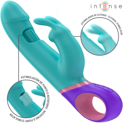 monica vibrateur rabbit avec stimulateur de point g rotatif bleu