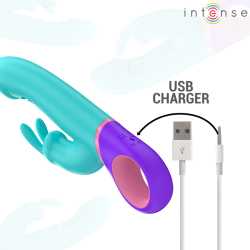 monica vibrateur rabbit avec stimulateur de point g rotatif bleu