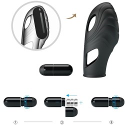 vibrateur de doigt en silicone lich noir
