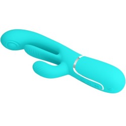 shania triple rabbit vibrateur multifonction 3 en 1 bleu