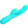 shania triple rabbit vibrateur multifonction 3 en 1 bleu
