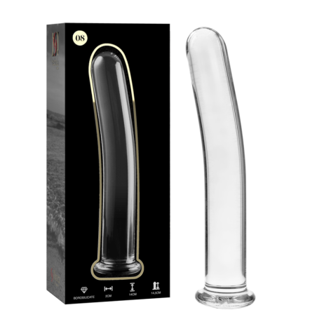 modèle 8 gode en verre borosilicate clair 14.5 cm -o- 2 cm