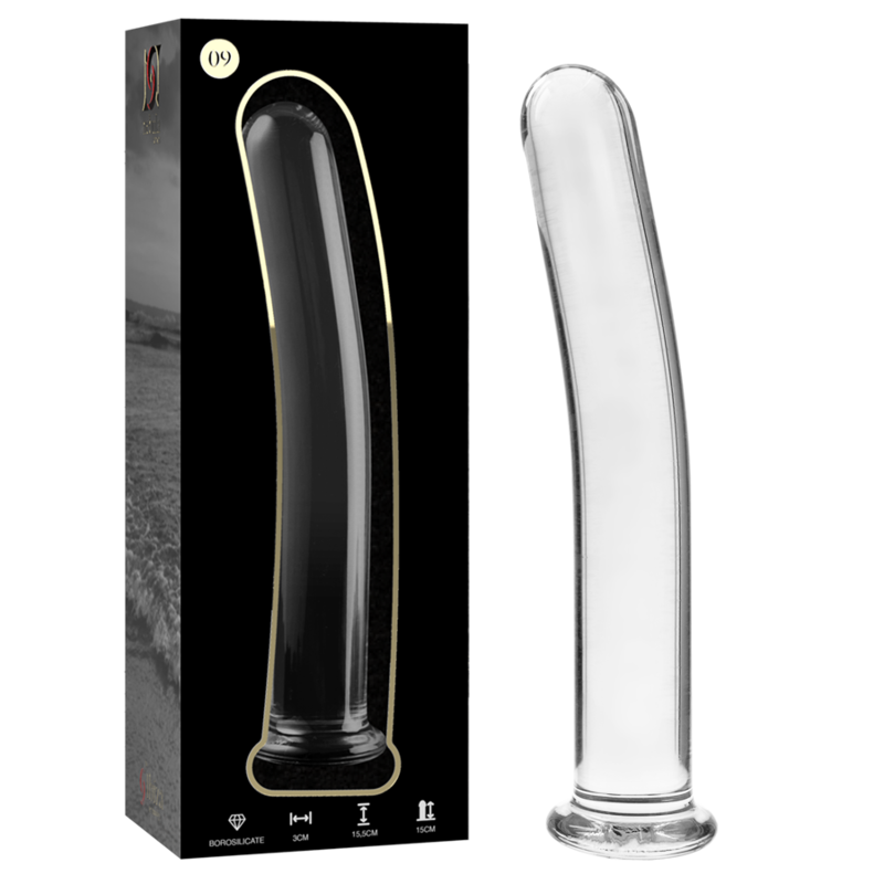 modèle 9 gode en verre borosilicate clair 15.5 cm -o- 2.5 cm