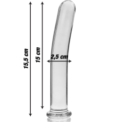 modèle 9 gode en verre borosilicate clair 15.5 cm -o- 2.5 cm