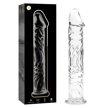 modèle 12 gode en verre borosilicate clair 17 cm -o- 3.5 cm