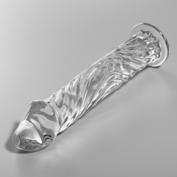 modèle 12 gode en verre borosilicate clair 17 cm -o- 3.5 cm