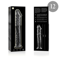 modèle 12 gode en verre borosilicate clair 17 cm -o- 3.5 cm