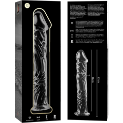 modèle 12 gode en verre borosilicate clair 17 cm -o- 3.5 cm