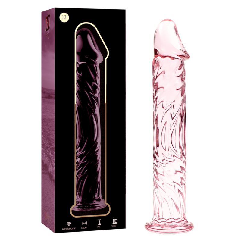 modèle 12 gode en verre borosilicate rose 17 cm -o- 3.5 cm