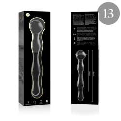 modèle 13 gode en verre borosilicate clair 18 cm -o- 3.5 cm
