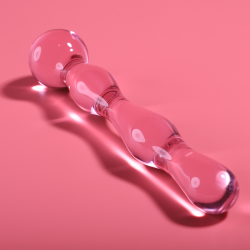 modèle 13 gode en verre borosilicate rose 18 cm -o- 3.5 cm
