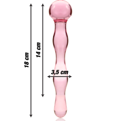 modèle 13 gode en verre borosilicate rose 18 cm -o- 3.5 cm