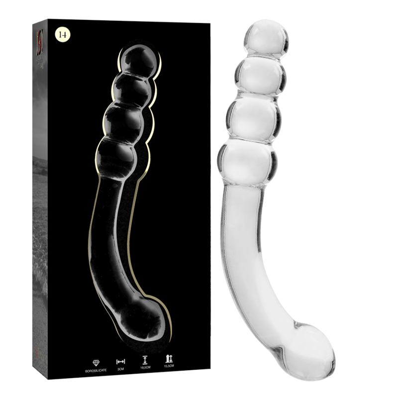 modèle 14 gode en verre borosilicate clair 18.5 cm -o- 3 cm