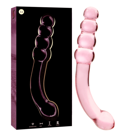 modèle 14 gode en verre borosilicate rose 18.5 cm -o- 3 cm