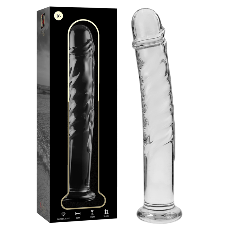 modèle 16 gode en verre borosilicate clair 18.5 cm -o- 3 cm