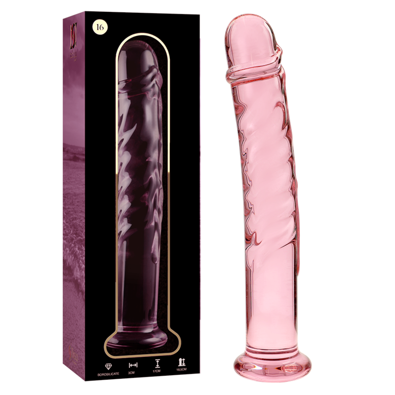 modèle 16 gode en verre borosilicate rose 18.5 cm -o- 3 cm
