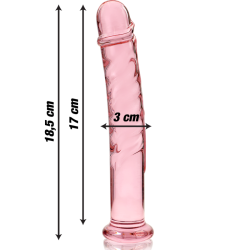 modèle 16 gode en verre borosilicate rose 18.5 cm -o- 3 cm
