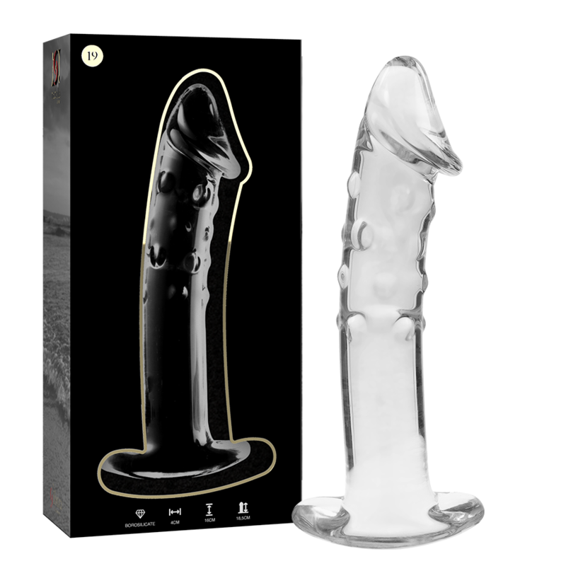 modèle 19 gode en verre borosilicate clair 18.5 cm -o- 4 cm