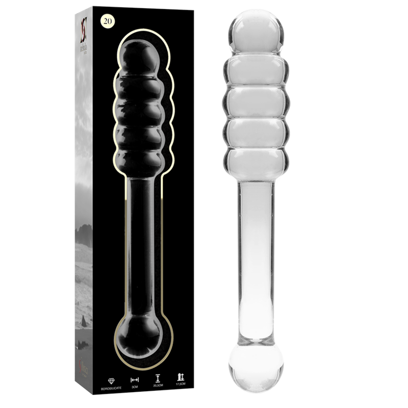 modèle 20 gode en verre borosilicate clair 20.5 cm -o- 3 cm