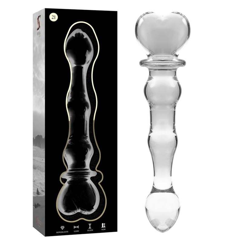 modèle 21 gode en verre borosilicate clair 20.5 cm -o- 3.5 cm