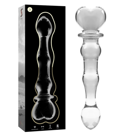 modèle 21 gode en verre borosilicate clair 20.5 cm -o- 3.5 cm