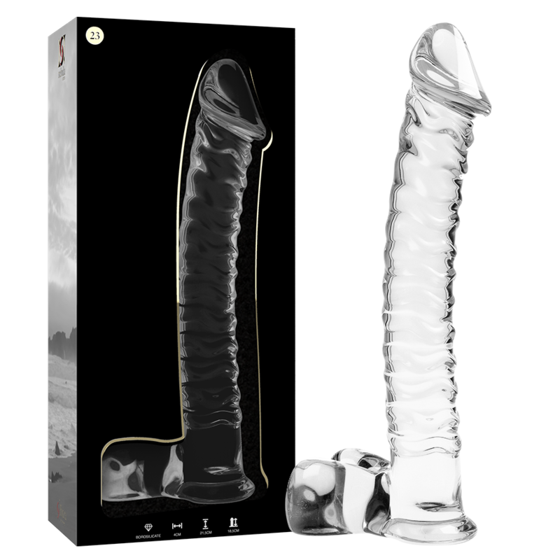 modèle 23 gode en verre borosilicate clair 21.5 cm -o- 4 cm